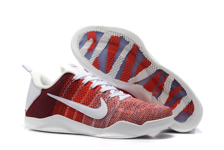 Nike Kobe 11 Flyknit Wine Red White Shoes